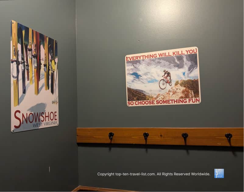 Mountain themed decorations at Allegheny Springs in Snowshoe, West Virginia