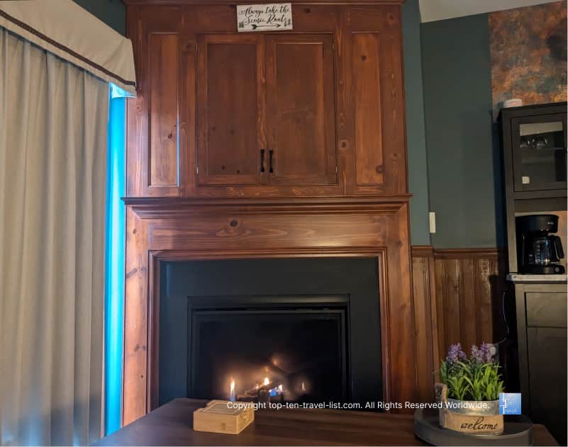Fireplace at Allegheny Springs in Snowshoe, West Virginia