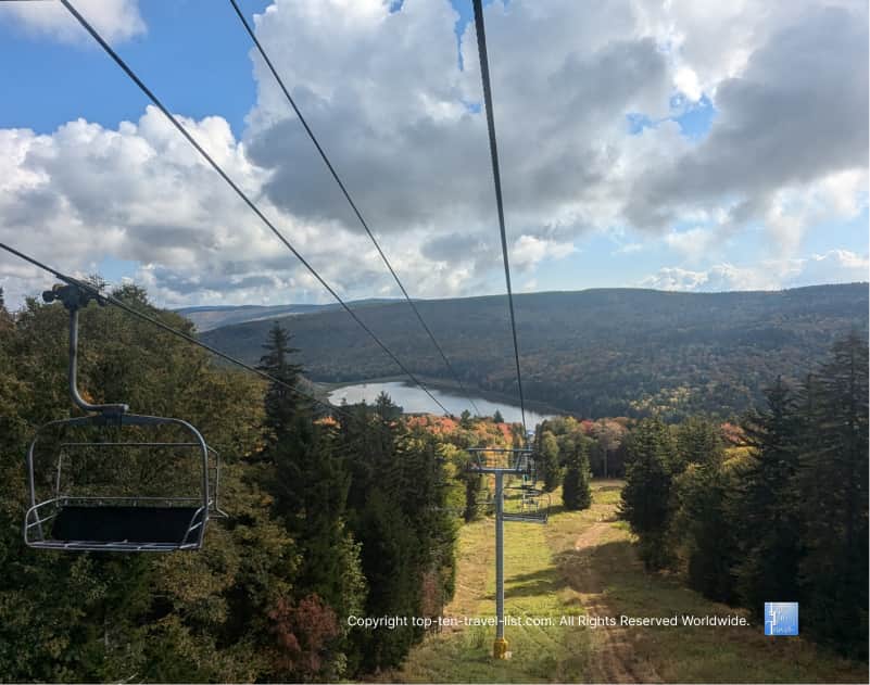 Lake views from the chairlift ride at Snowshoe Mountain Resort