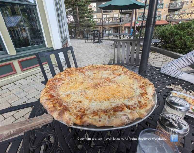 Pizza at Cheat Mountain Pizza in Snowshoe, West Virginia