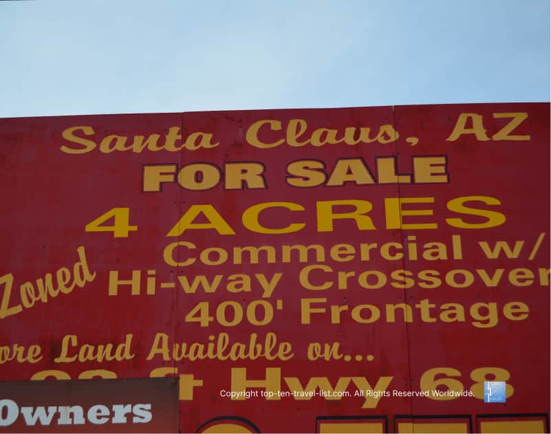 Sale sign Santa Claus, Arizona