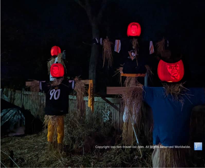 Sport scarecrows at the Jack O'Lantern Spectacular at the Pittsburgh Zoo