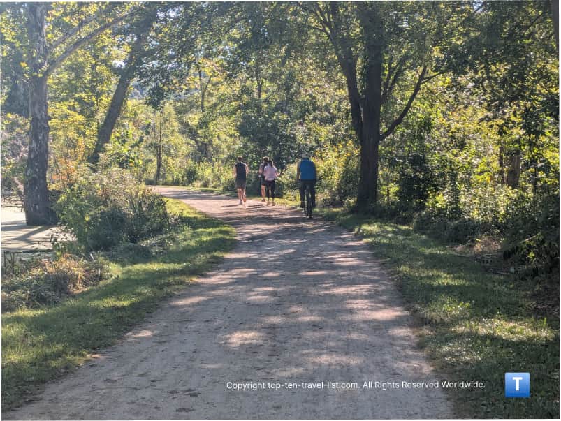 The tree-lined towpath trail at Cuyahoga Valley National park 
