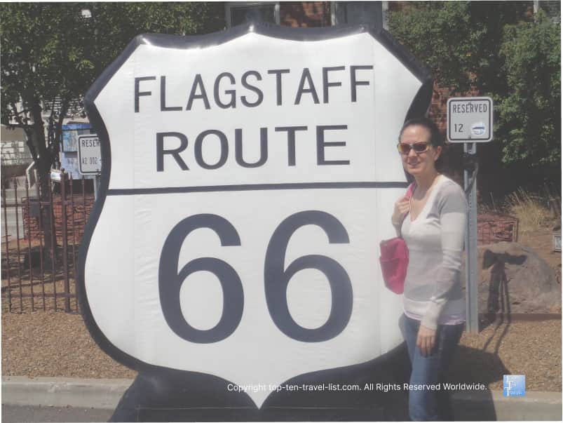Rt 66 sign in Flagstaff, Arizona