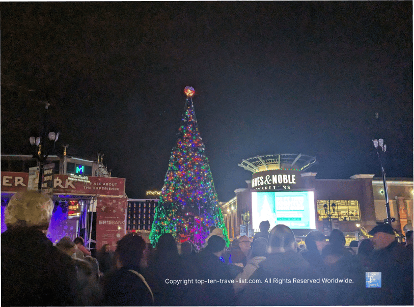 Festive Christmas tree at Crocker Park in Westlake, Ohio 