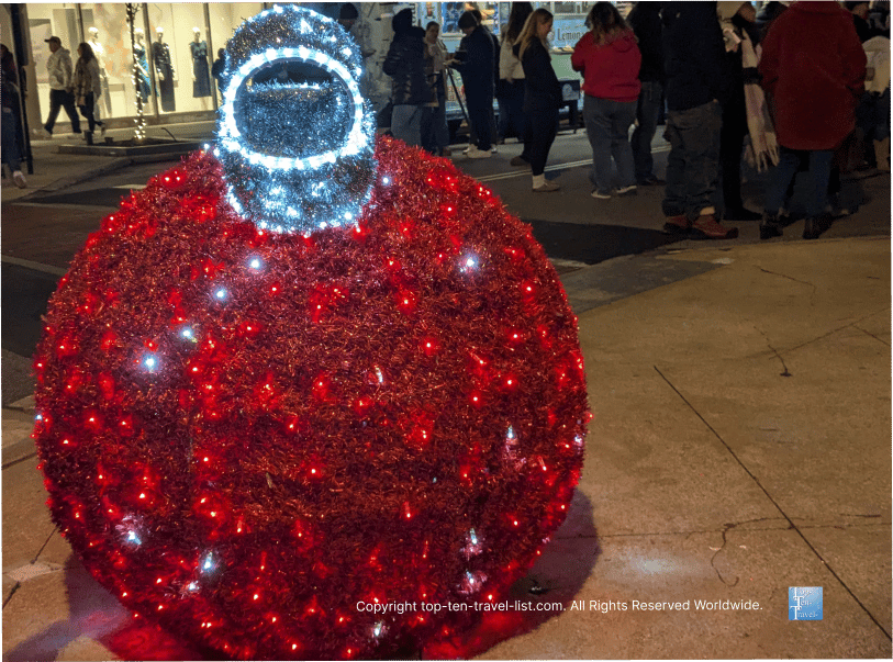 Glitter red ornament decoration at Crocker park in Westlake