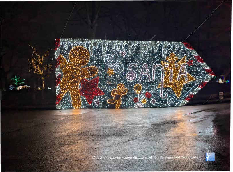 Festive decor gift tag at Cleveland Zoo Lights