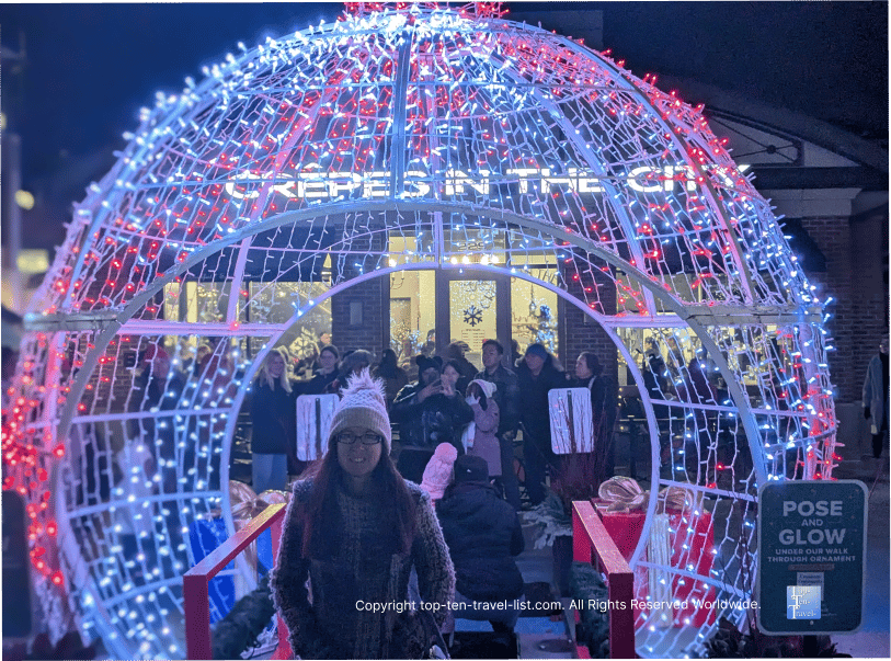 Walk through holiday ornament at Crocker Park in Westlake, Ohio