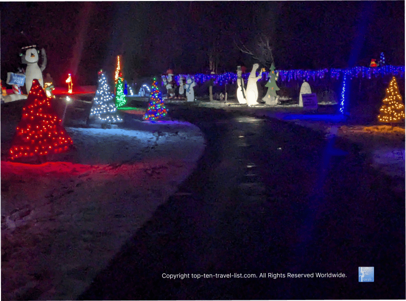 Walk through holiday light display at Carlisle Reservation in Ohio