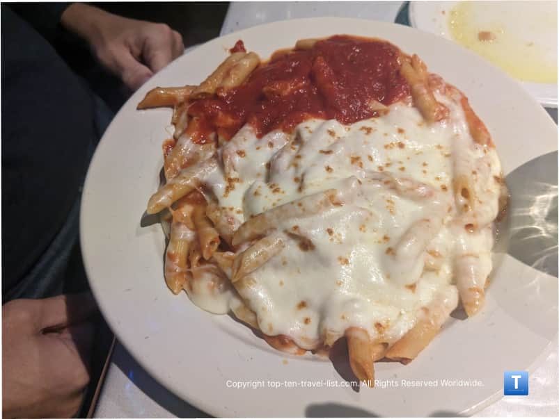 Delicious Baked Mostaccioli at Papa Joe's restaurant in Orland Park