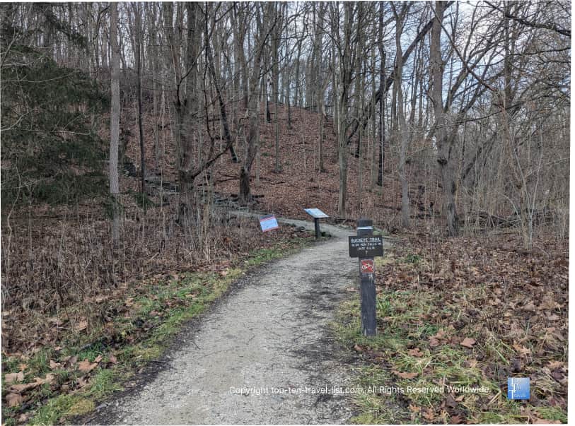 The hike to Blue Hen Falls waterfall in Cuyahoga Valley National Park in Ohio