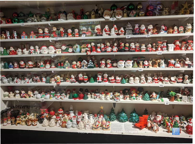 Christmas salt and pepper shakers at the Salt and Pepper Shaker Museum in Gatlinburg, TN