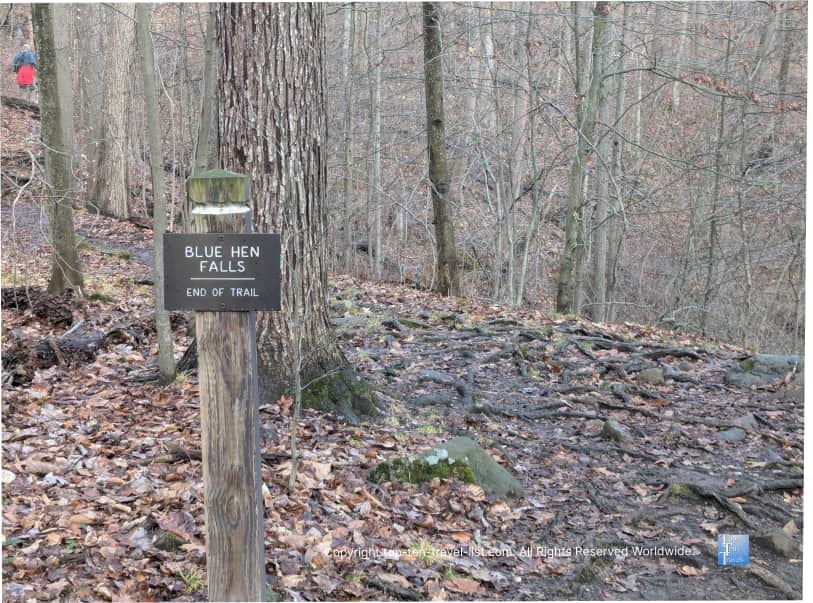 End of Blue Hen Falls trail at Cuyahoga Valley National Park in Ohio