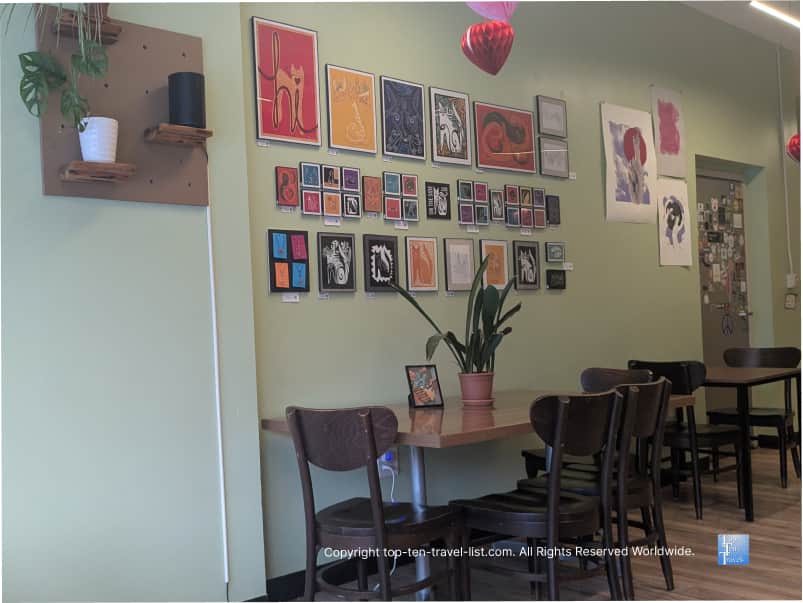 Local art work at Rising Star Coffee Roasters in Lakewood, Ohio 
