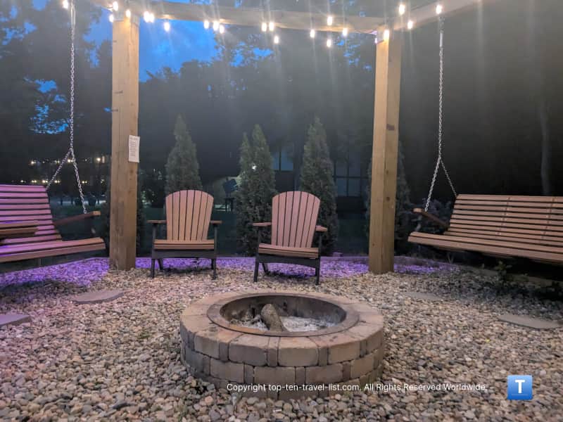Outdoor fire pit at the Spring House Inn in Indiana Dunes