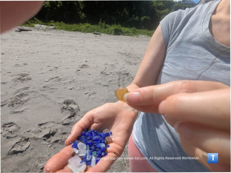 Orange seaglass at Conneaut Beach in Ohio