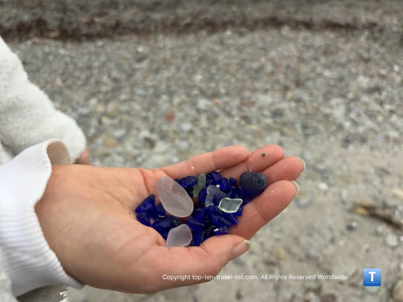 Blue seaglass found in late winter at Conneaut Township Park