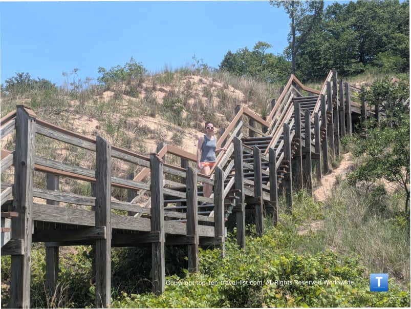 The staircase on the Diana's Dare climb at Indiana Dunes National Park