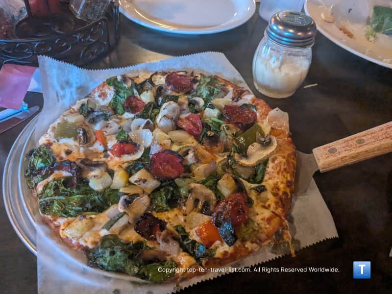 Veggie cheese pizza at UNO's Pizzeria