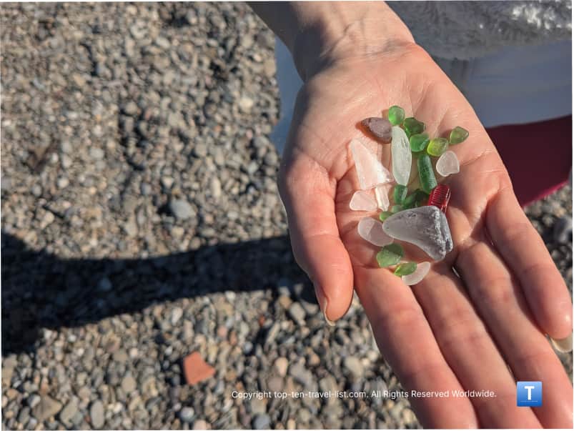 Handful of seaglass at Walnut St Beach