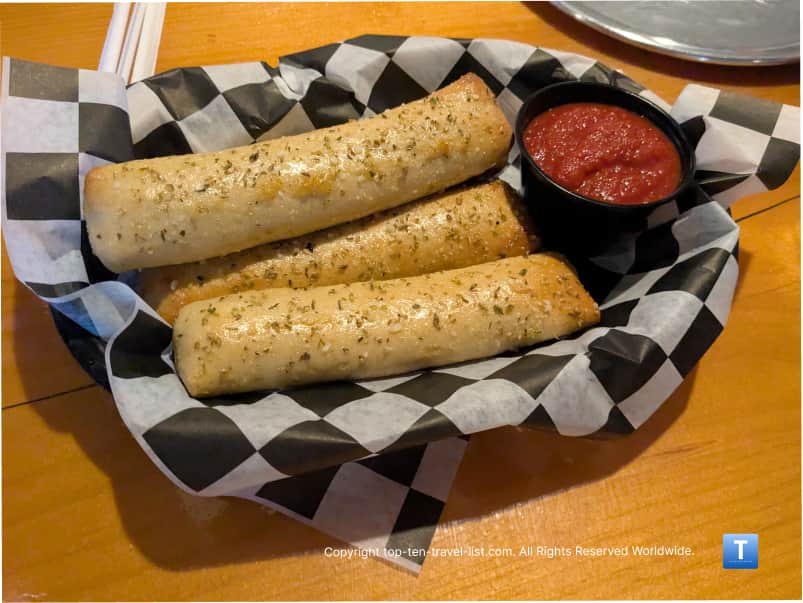 Bosco sticks at Log Tavern Pizza Co in Lodi