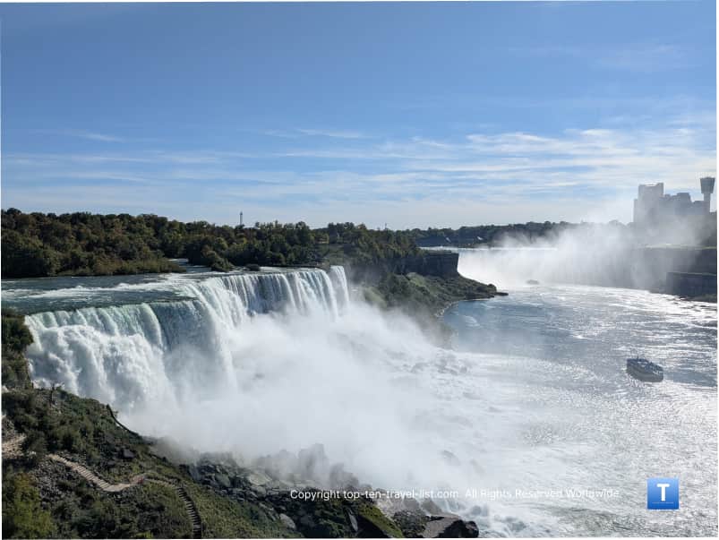 View of Niagara Falls from the Maid of the Mist observation deck 