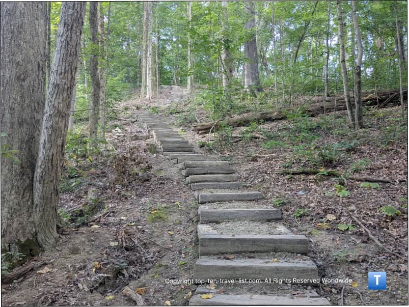 Staircase up to White Oak trail at Brecksville Reservation