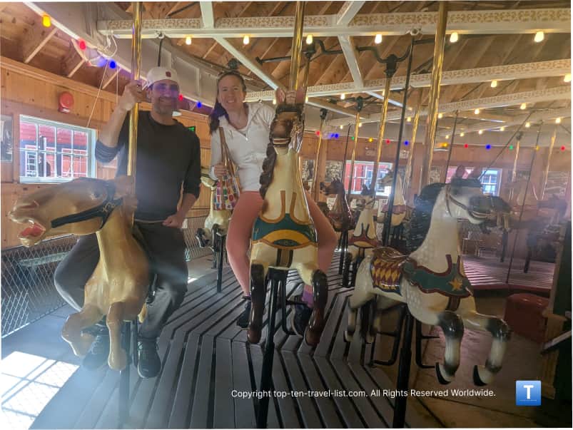 Antique carousel ride at Herschell Carrousel Factory Museum in Upstate New York