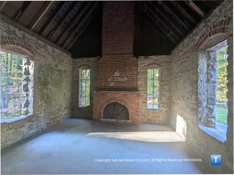 Stone fireplace at Squire's castle