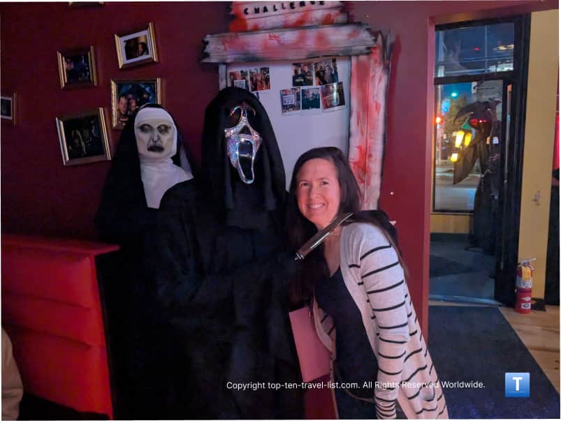Ghostface photo opp at the Haunted House restaurant