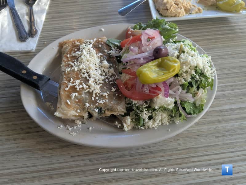 Greek salad and spanakopita at Zoe Restaurant in East Amherst, NY