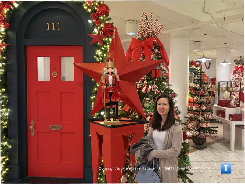 Festive holiday decorations at the Macy's on State Street