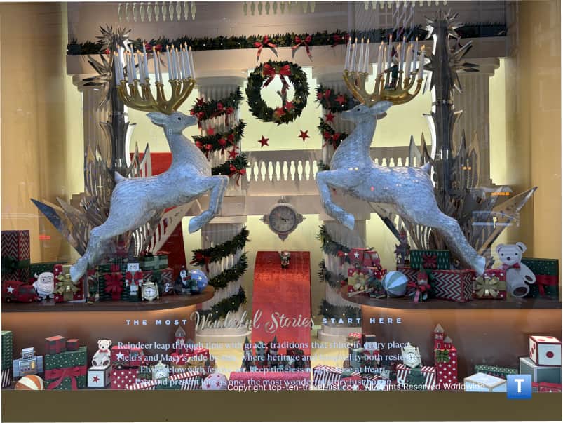 Macy's holiday window display in downtown Chicago