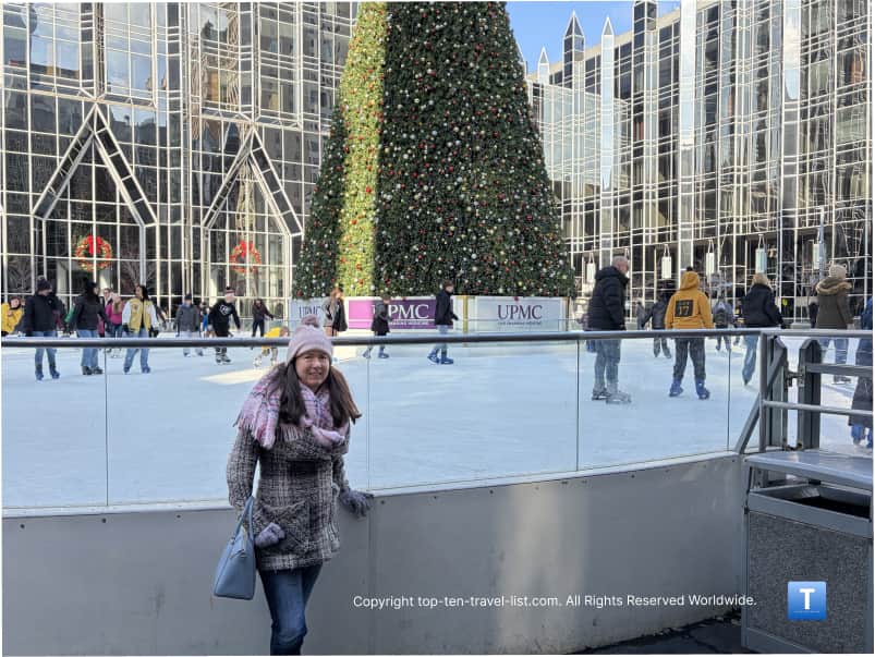 Ice skating at PPG Place in Pittsburgh 
