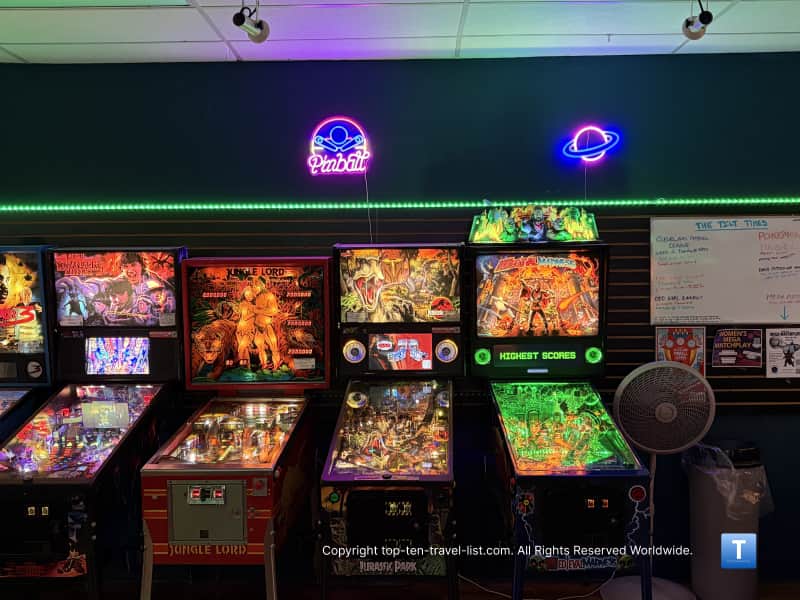 Pinball machines at PInball Planet in Parma Heights, Ohio