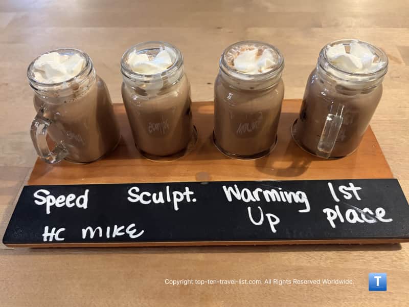 Cocoa flight at Cool Beans in Medina, Ohio