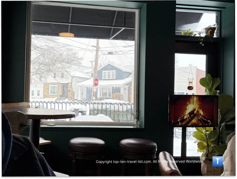 Cozy seating at Five Points in Cleveland