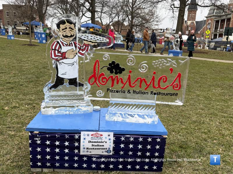 Dominic's Italian ice sculpture at the Medina Ice Festival