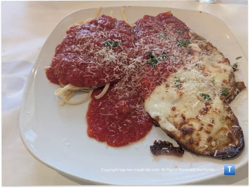 Eggplant Parmesan at Tomato Grill in Hudson, Ohio