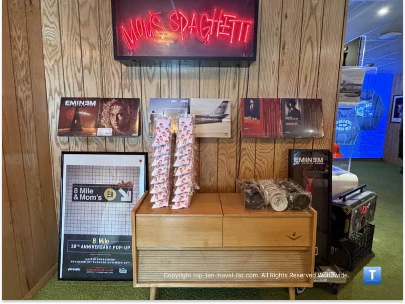 Eminem memorabilia in the Trailer at Mom's Spaghetti in Detroit