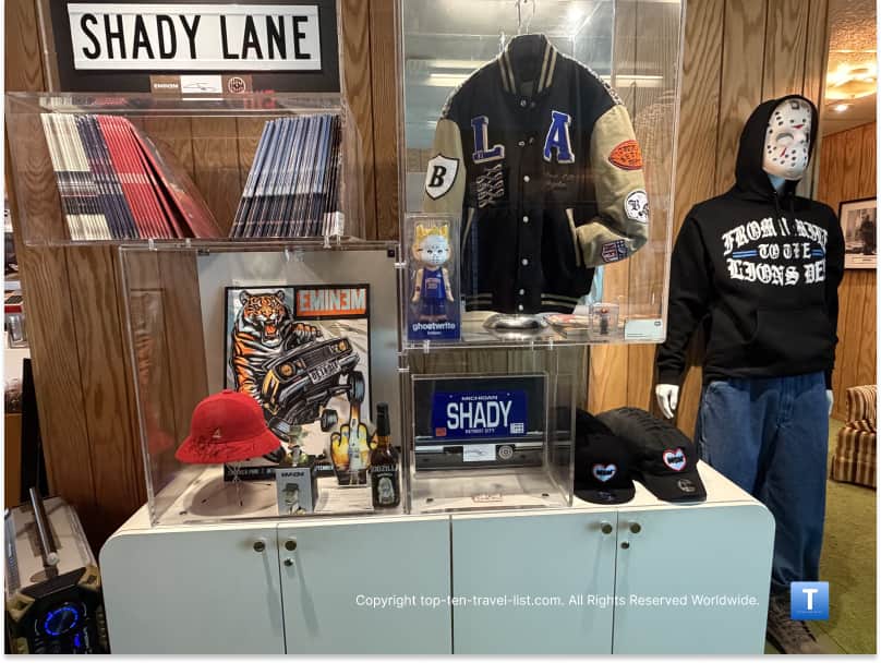 Eminem memorabilia in the Trailer at Mom's Spaghetti in Detroit