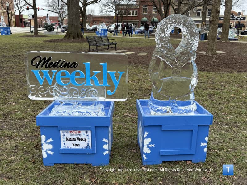 Eskimo ice sculpture at the Medina Ice Festival in Ohio 