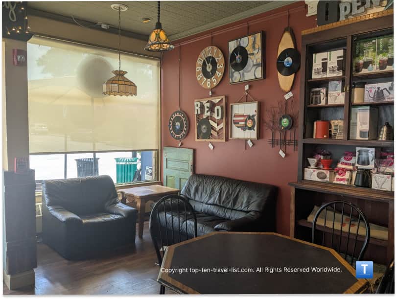 Funky decor at Open Door coffeehouse in Hudson