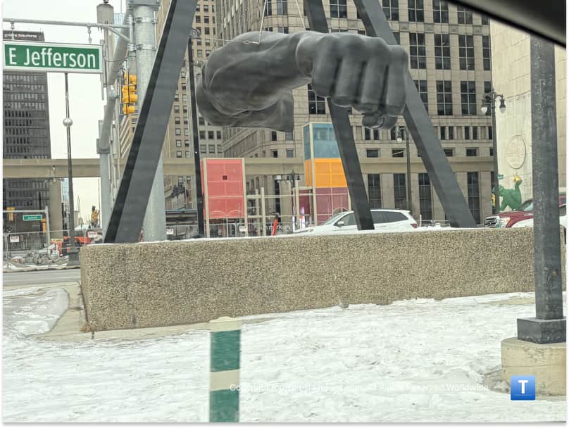 The Fist in downtown Detroit