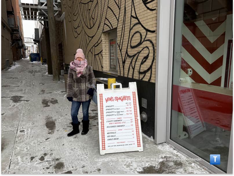 Outdoor order window at Eminem's Mom's Spaghetti restaurant in Detroit