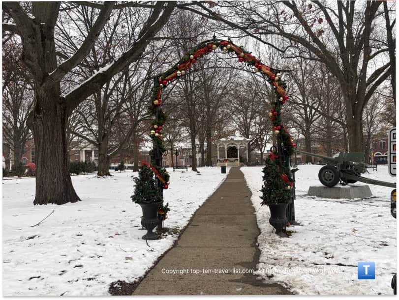 Park with snow in Medina, Ohio