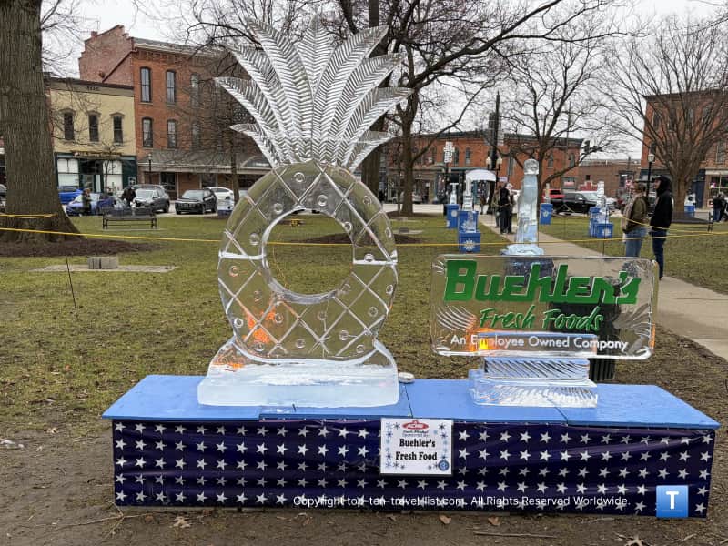 Pineapple ice sculpture at the Medina Ice Festival