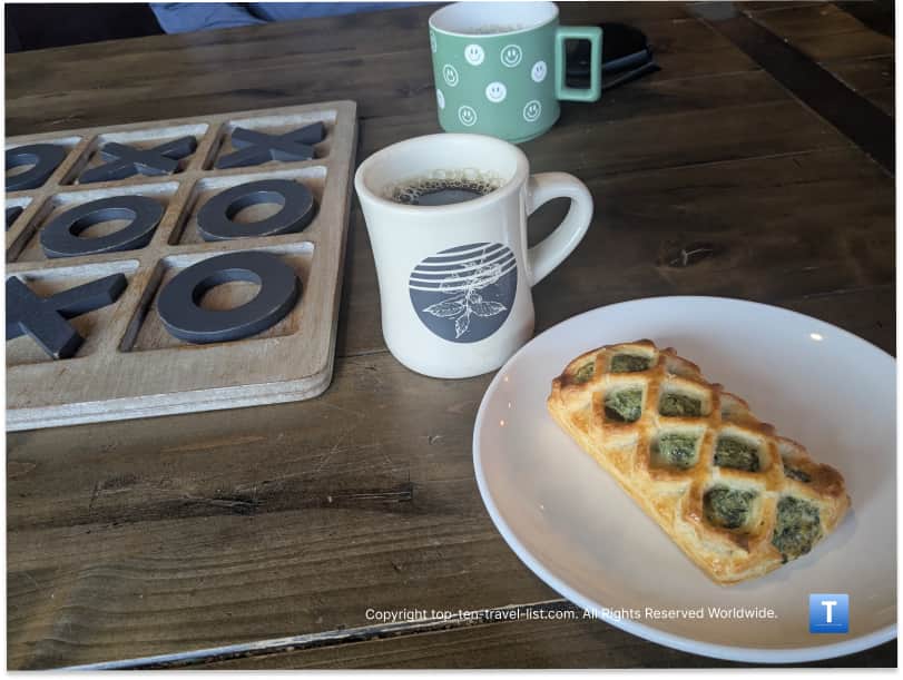 Spinach croissant at Gathering Grounds in Huron, Ohio
