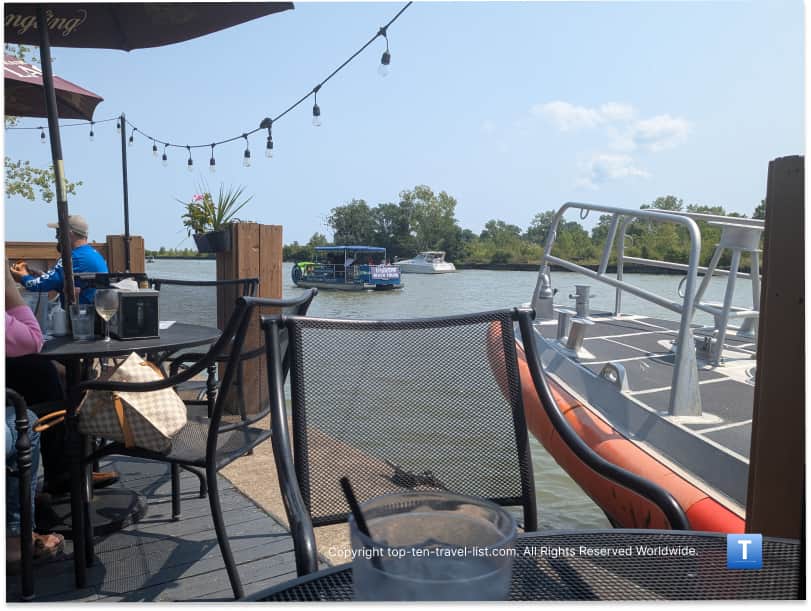 Patio dining at Huron Harbor Bar and Grill