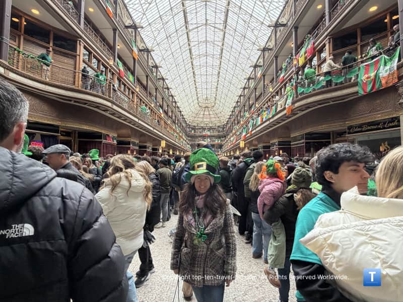 The Arcade in Cleveland downtown decked out for St. Patrick's Day
